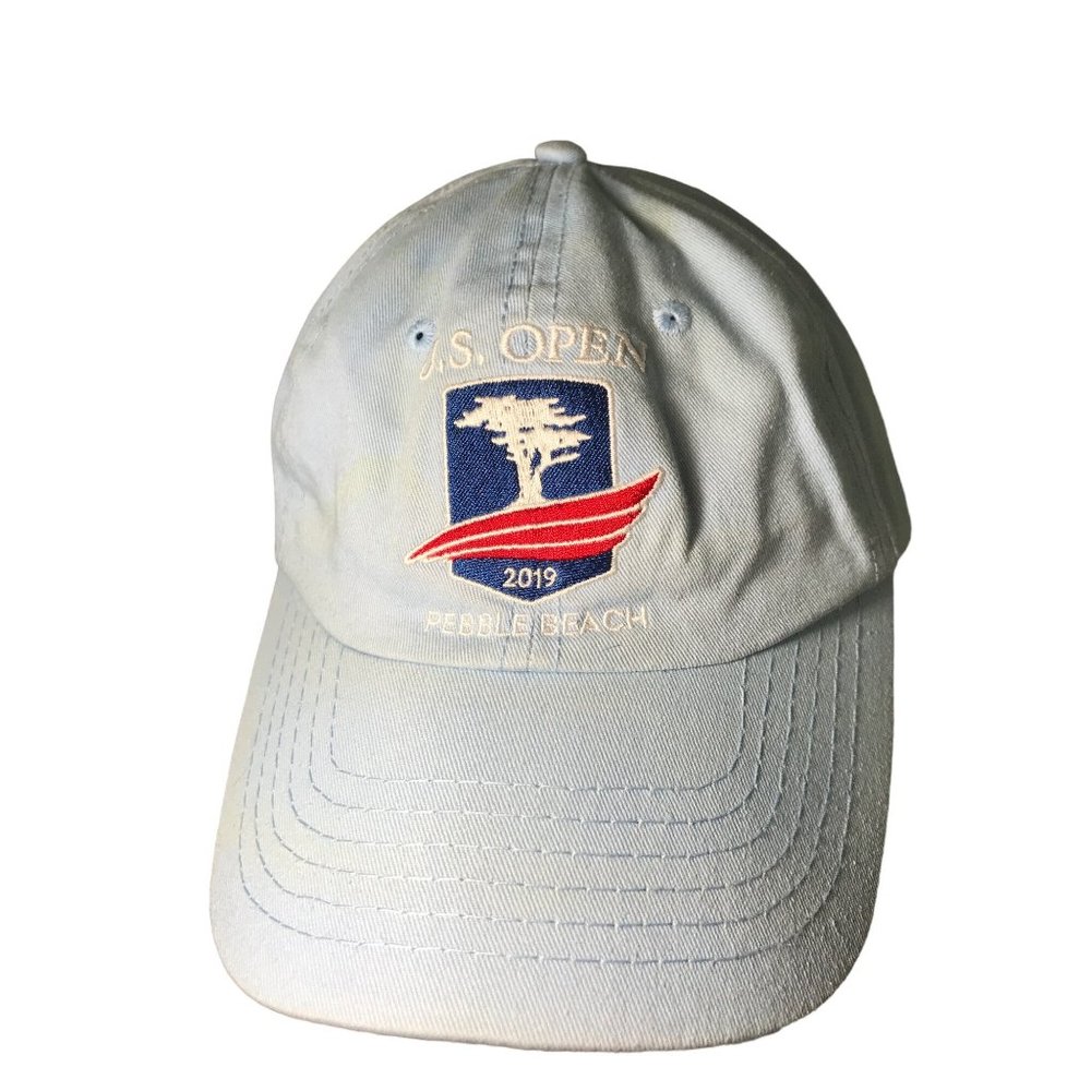 USGA MEMBER  U.S. Open 2019 Pebble Beach Blue Red Cap Hat Lid Distressed Used St